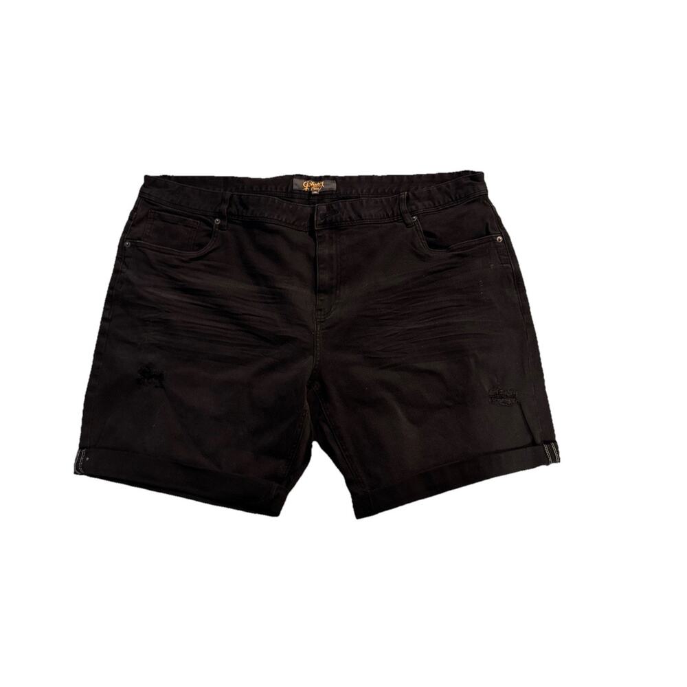 Men’s Johnny Bigg Stretch Denim Jean Shorts Black Walker Distressed Size 46